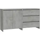 vidaXL Sideboard 2 pièces gris béton bois composite