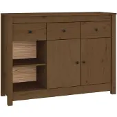 vidaXL Sideboard brun miel 100x35x74 cm pin massif