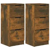 vidaXL Sideboards 2 pcs. Chêne fumé 30x30x70 cm Bois composite