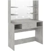 vidaXL Coiffeuse avec éclairage LED 100x40x135 cm MDF gris béton