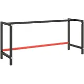 vidaXL Bâti d'établi noir mat et rouge mat 180x57x79 cm Métal