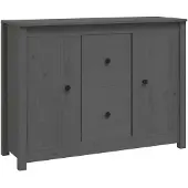 vidaXL Sideboard Gris 100x35x74 cm Pin massif