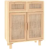 vidaXL Sideboard Marron 60x30x75 cm Pin massif et rotin naturel
