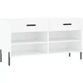 vidaXL Banc à chaussures blanc 102x35x55 cm bois d'ingénierie
