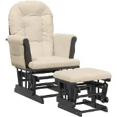 vidaXL Chaise berçante avec repose-pied Blanc crème Tissu