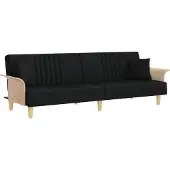 vidaXL Canapé-lit avec accoudoirs noir tissu