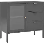 vidaXL Sideboard Anthracite 75x35x70 cm Acier et verre trempé