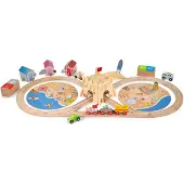 Bigjigs Ensemble de train en bois « Côte de mer » de , 70 pièces