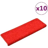 vidaXL Tapis d'escalier 10 pièces 65 x 21 x 4 cm Bordure rectangulaire rouge