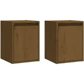 vidaXL Armoires murales 2 pcs Marron miel 30x30x40 cm Pin massif