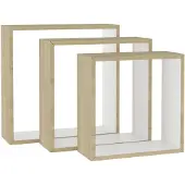 vidaXL Étagères murales sous forme de cube 3 pcs Blanc et chêne sonoma