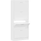 vidaXL Armoire à chaussures Blanc 63x24x147 cm Bois d'ingénierie