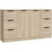 vidaXL Sideboards 3 pcs. chêne Sonoma bois composite