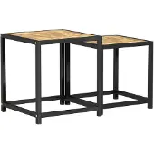 vidaXL Tables à thé 2 pcs MDF Noir et jaune