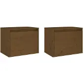 vidaXL Armoires murales 2pcs Marron miel 45x30x35cm Bois de pin massif