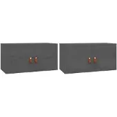 vidaXL Armoires murales 2 pcs Gris 60x30x30 cm Bois de pin massif