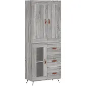 vidaXL Highboard Gris Sonoma 69,5x34x180 cm Matériau dérivé du bois