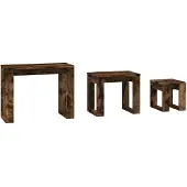 vidaXL Tables gigognes 3 pcs Chêne fumé Bois d'ingénierie