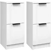 vidaXL Sideboards 2 pcs. Blanc brillant 30x30x70 cm Bois composite