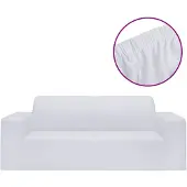 Super Merchant Housse extensible de canapé 2 places Blanc Jersey de polyester