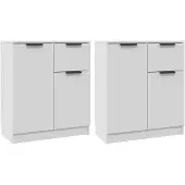 vidaXL Sideboards 2 pcs. Blanc 60x30x70 cm Bois composite