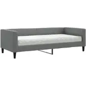 vidaXL Lit de jour avec matelas gris foncé 90x190 cm Tissu