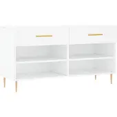 vidaXL Banc à chaussures blanc 102x35x55 cm bois d'ingénierie