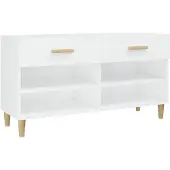 vidaXL Armoire à chaussure Blanc brillant 102x35x55 cm Bois ingénierie