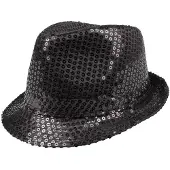 Generique chapeau popstar sequins noir adulte - 01295