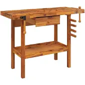 vidaXL Établi avec tiroir et étaux 124 x 52 x 83 cm Bois massif d'acacia