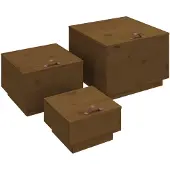 vidaXL Boîtes de rangement avec couvercles 3 pcs Marron miel