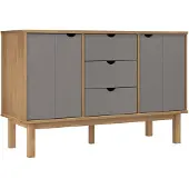 vidaXL Sideboard OTTA brun&gris 113,5x43x73 cm Pin massif