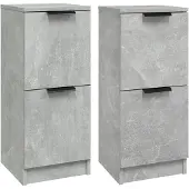 vidaXL Sideboards 2 pcs. Gris béton 30x30x70 cm Bois composite
