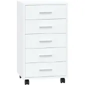 vidaXL Armoire à tiroirs avec roulettes Blanc brillant Bois ingénierie