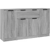 vidaXL Sideboards 3 pcs. Gris Sonoma Matériau dérivé du bois