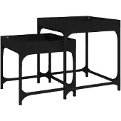vidaXL Tables d'appoint 2 pcs. noir bois composite