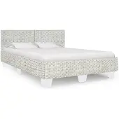 vidaXL Cadre de lit Gris Naturel Rotin 140 x 200 cm