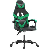 vidaXL Chaise gaming pivotante Noir et vert Simili cuir
