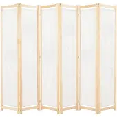vidaXL Cloison de séparation 6 panneaux Crème 240 x 170 x 4 cm Tissu