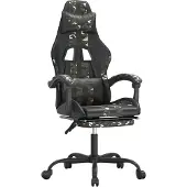 vidaXL Chaise de jeu avec repose-pieds noir et camouflage similicuir