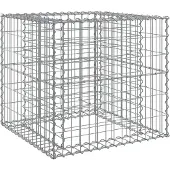 vidaXL Corbeille à gabion argentée 70x70x65 cm Fer galvanisé