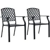 vidaXL Chaises de jardin empilables 2 pcs. acier noir