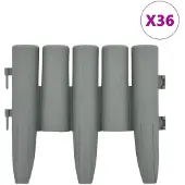 vidaXL Bordure de pelouse 36 pcs. Gris 10 m PP