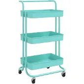 vidaXL Chariot de cuisine 3 plateaux turquoise 42x35x85 cm Fer et ABS