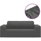 vidaXL Housse extensible canapé 2places Anthracite Jersey de polyester