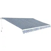 vidaXL Store banne manuel 500 m bleu et blanc