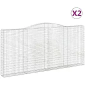 vidaXL Gabions avec arc surélevé 2 pcs. 400x30x180/200cm Fer galvanisé