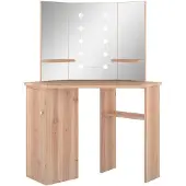 vidaXL Coiffeuse d'angle avec LED aspect chêne 111x54x141,5 cm