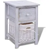 vidaXL Table de chevet Bois Blanc