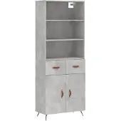 vidaXL Highboard gris béton 69,5x34x180 cm Bois composite